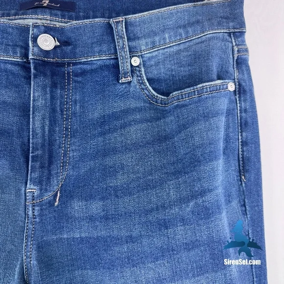 1231 7 For All Mankind Tailorless Dojo Jeans - Size 32 - Blue - Picture 3 of 16